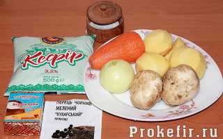 Суп-пюре из шампиньонов с картофелем и плавленым сыром на кефире