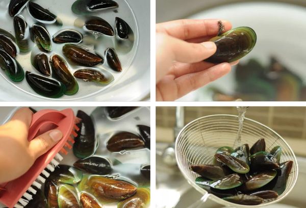 чистка морепродуктов мидий