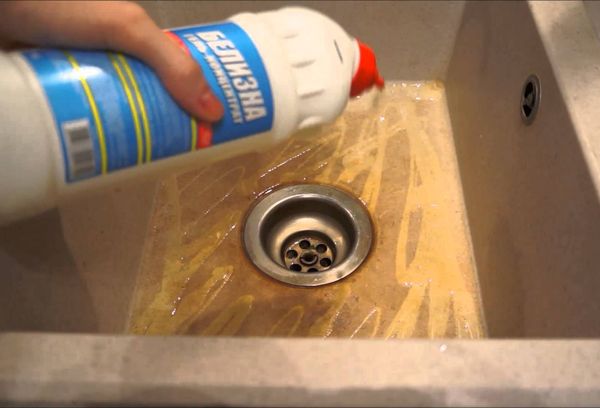 чистка раковины отбеливателем