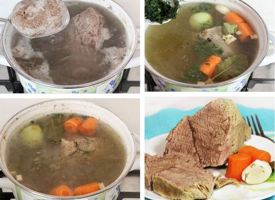 процесс отваривания говядины