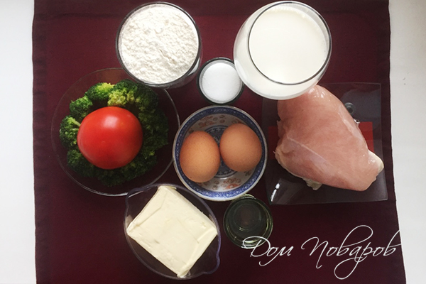 Ингредиенты для киша с курицей и брокколи