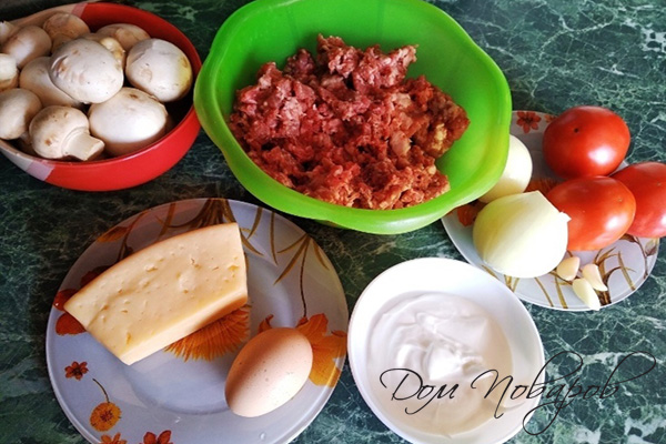 Ингредиенты для котлет с грибами под сыром