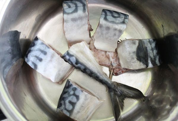 куски рыбы в кастрюле с водой